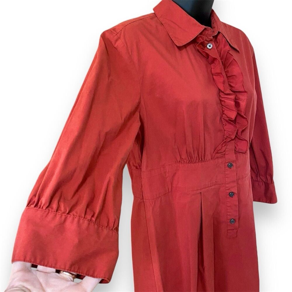 Banana Republic Shirt Dress Button Ruffle Front 3/4 Sleeve Size 12 Vintage Y2K - Picture 5 of 11